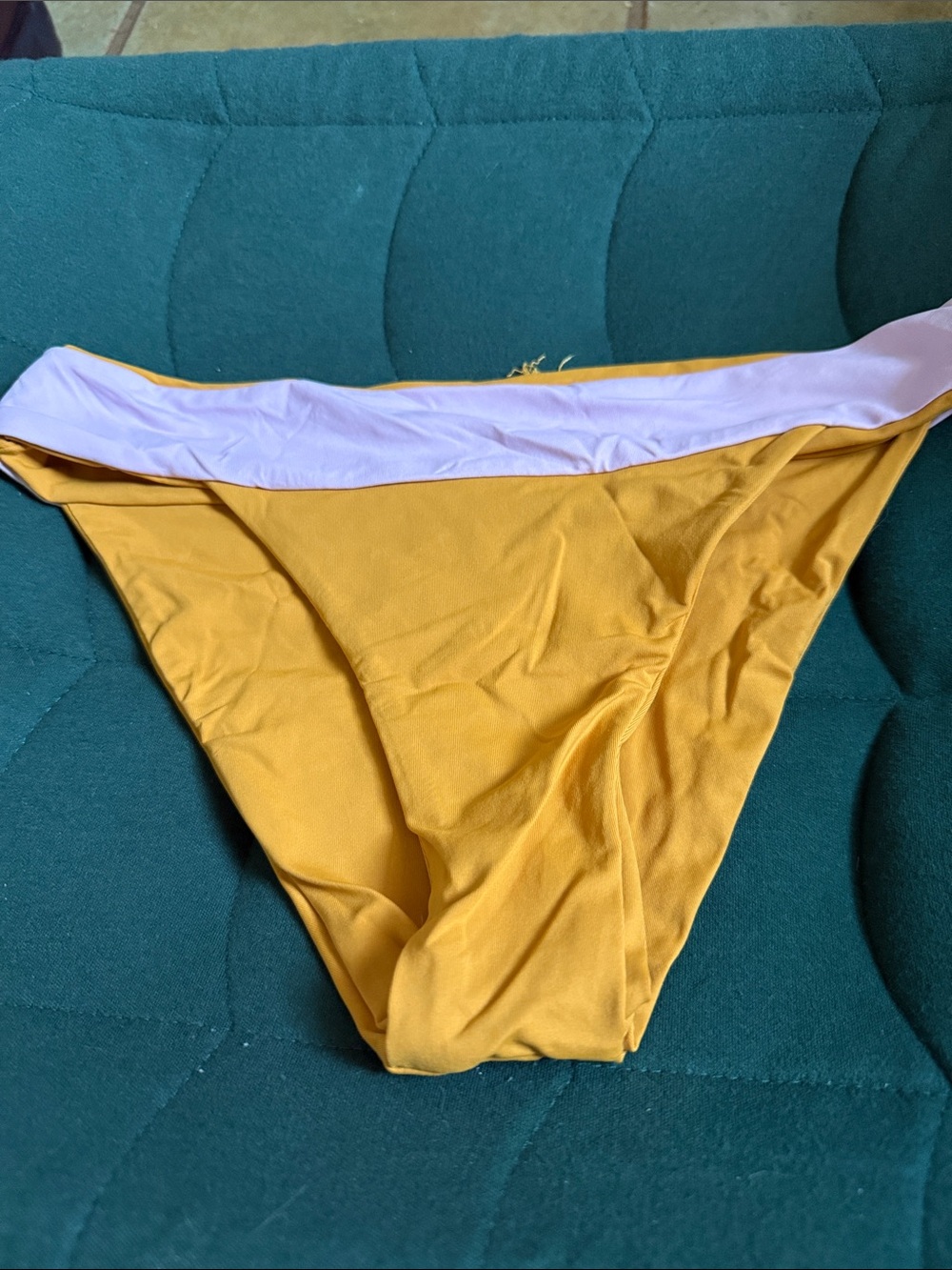 Women’s Yellow Bikini Bottom with pink Trim